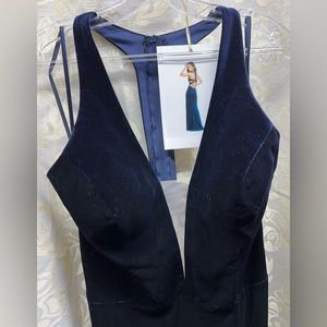 Stretch navy velvet gown